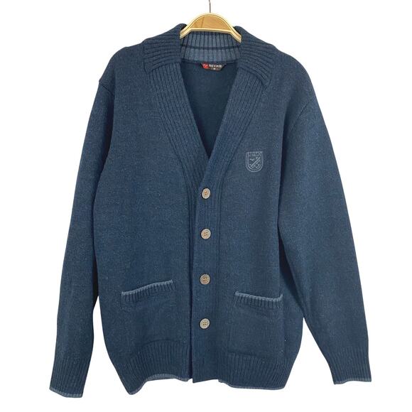 Reymo Other - Reymo Wool Blend Cardigan Sweater Men M Blue Grandpacore Academia Preppy Pockets